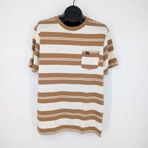 RVCA T Shirt Men Size L Striped Pocket logo Skater Retro Surf Modern Minimalist